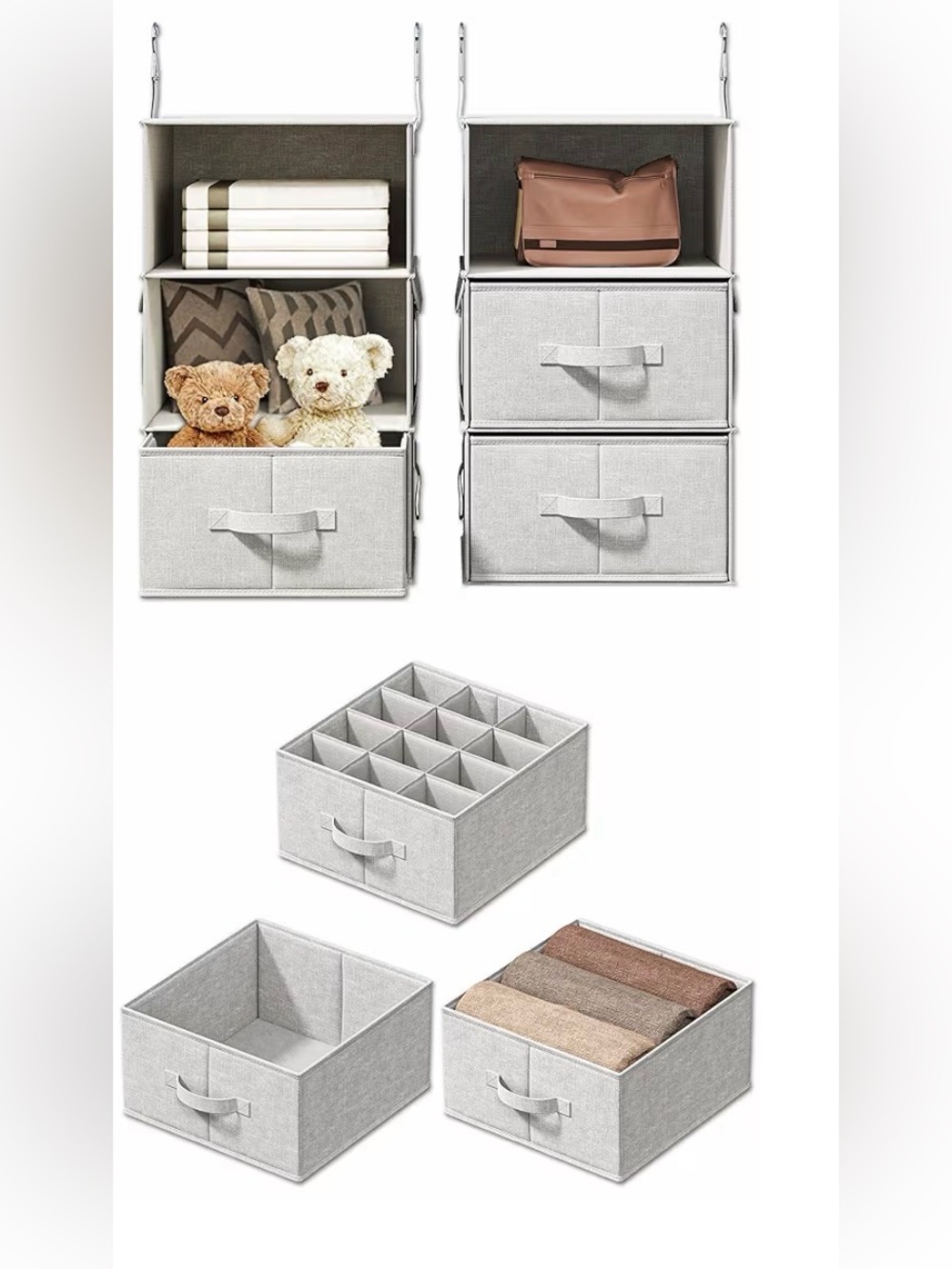 ⬜️  Gray Hanging Storage Organizer w/ Hooks